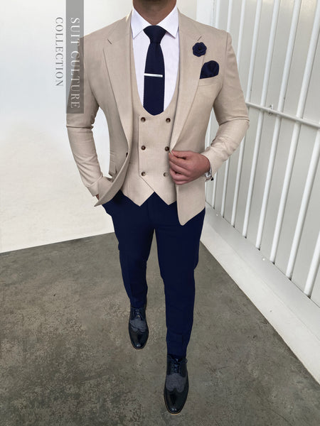 Navy suit cream waistcoat best sale