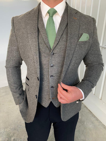 Grey suit green waistcoat best sale