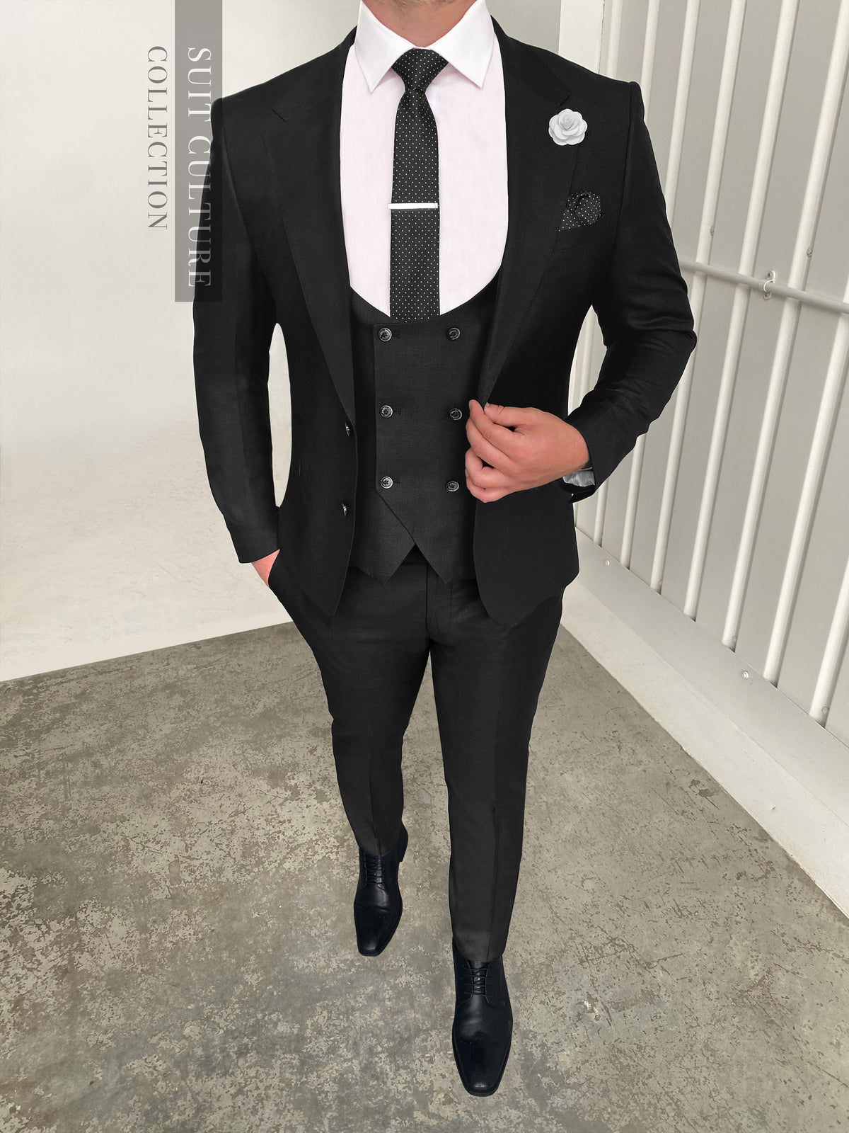 Tuxedo Black Three Piece Suit For Men New York Black Piece – Suit