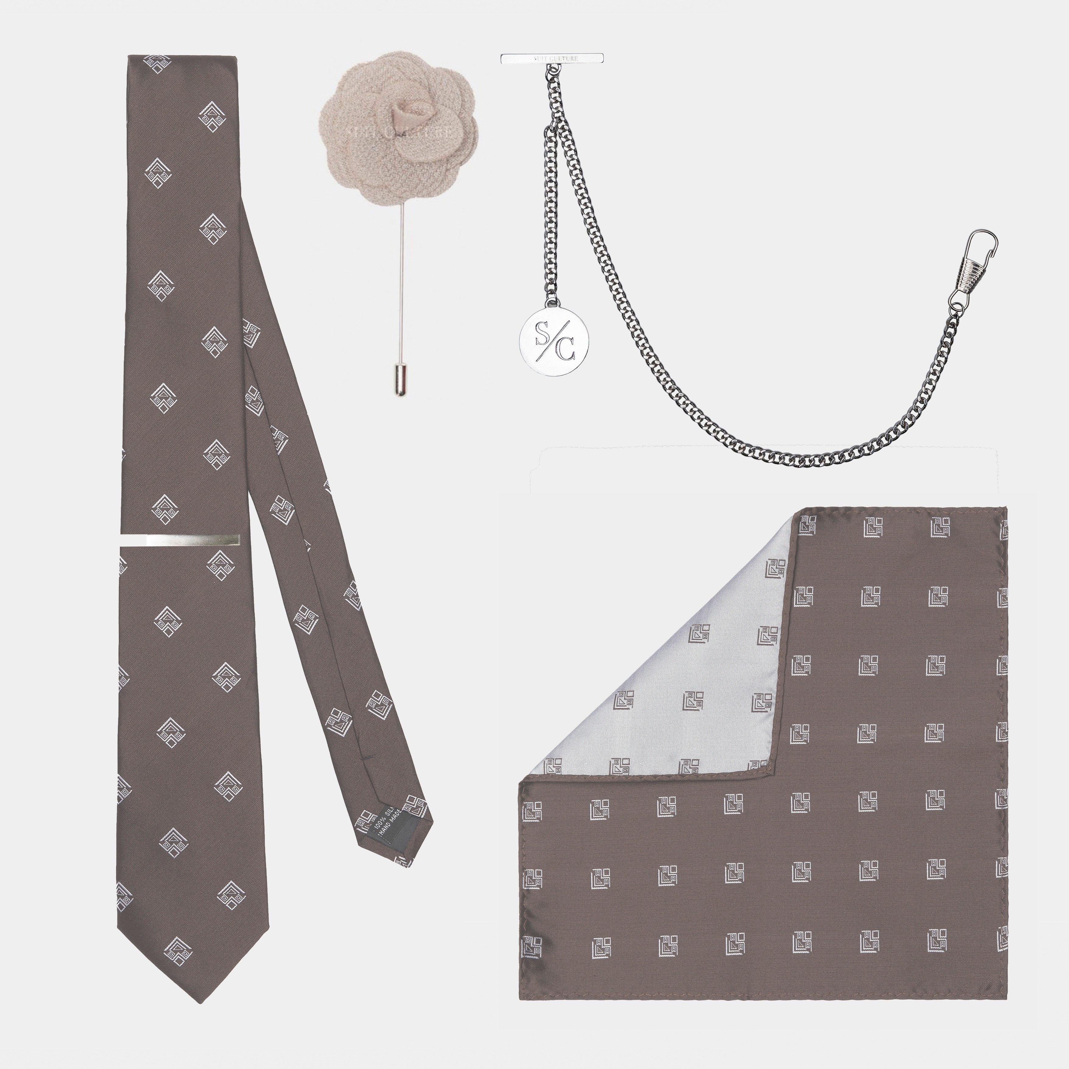 Mink Aztec Silk Accessories Set