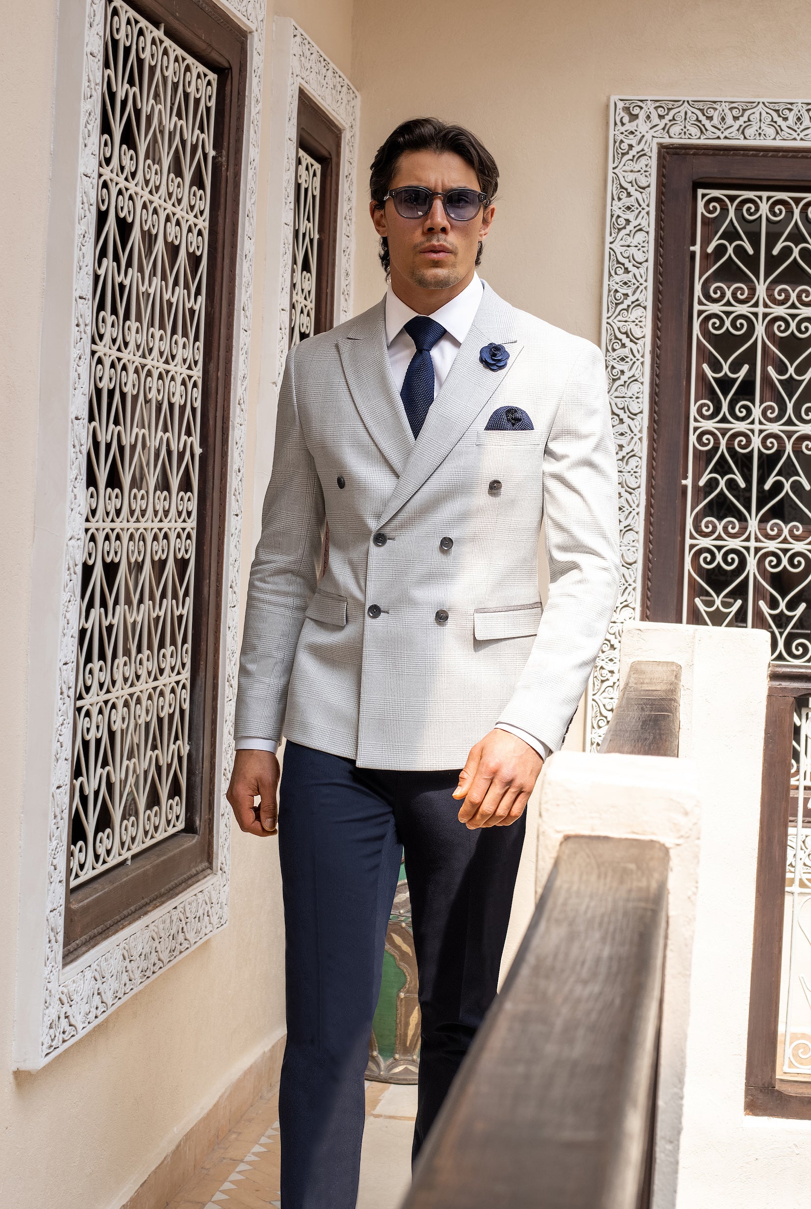 Santorini Grey DB Navy Split - 2 Piece -