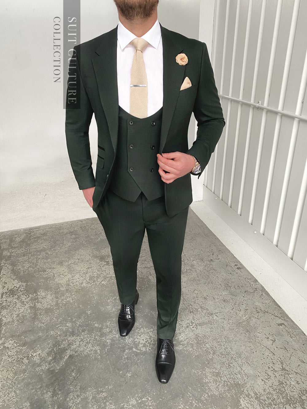 Three Piece Different Colour Waistcoat To Jacket Santorini Green