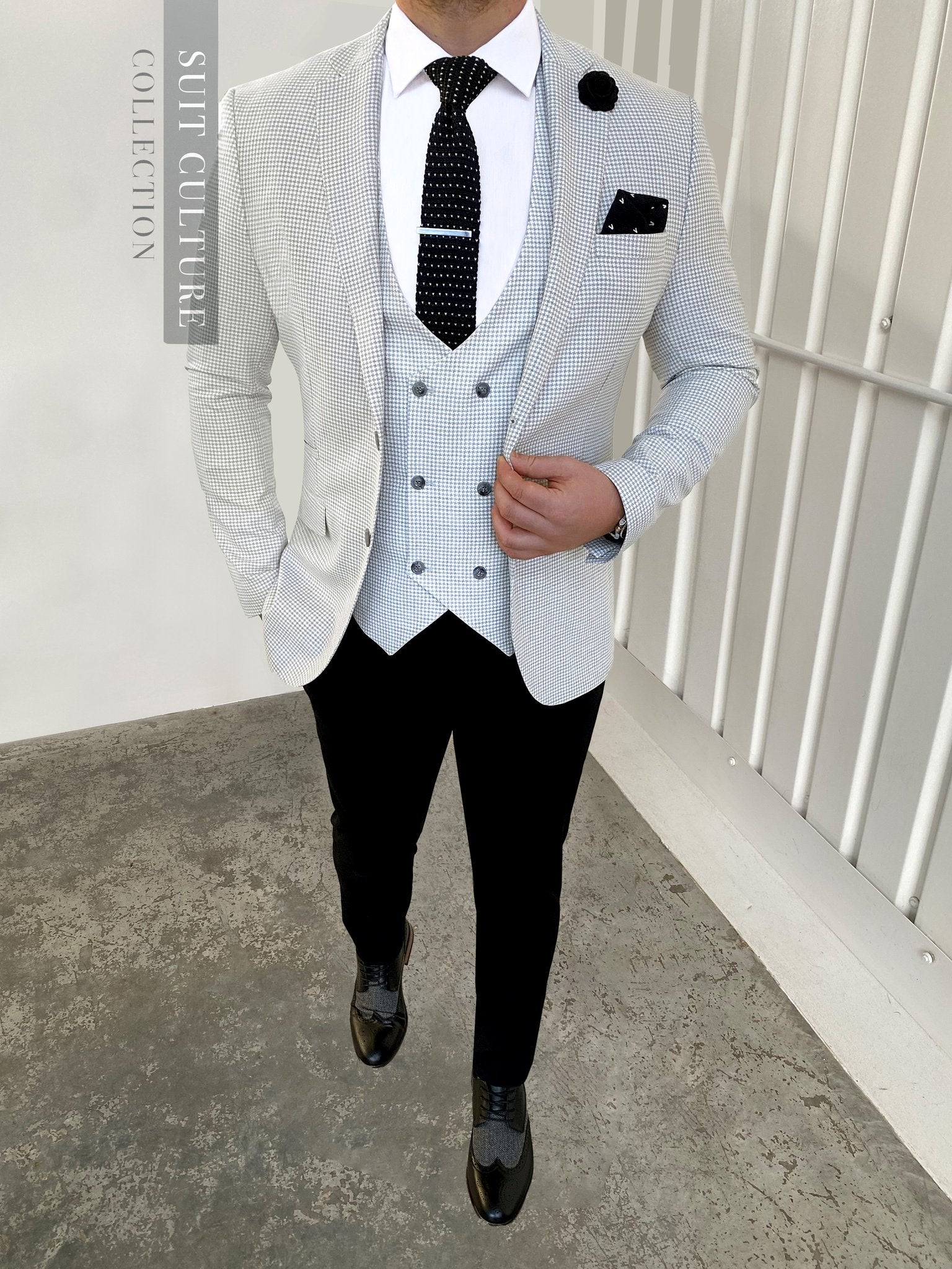 Grey Dogtooth Black Split - 3 Piece -