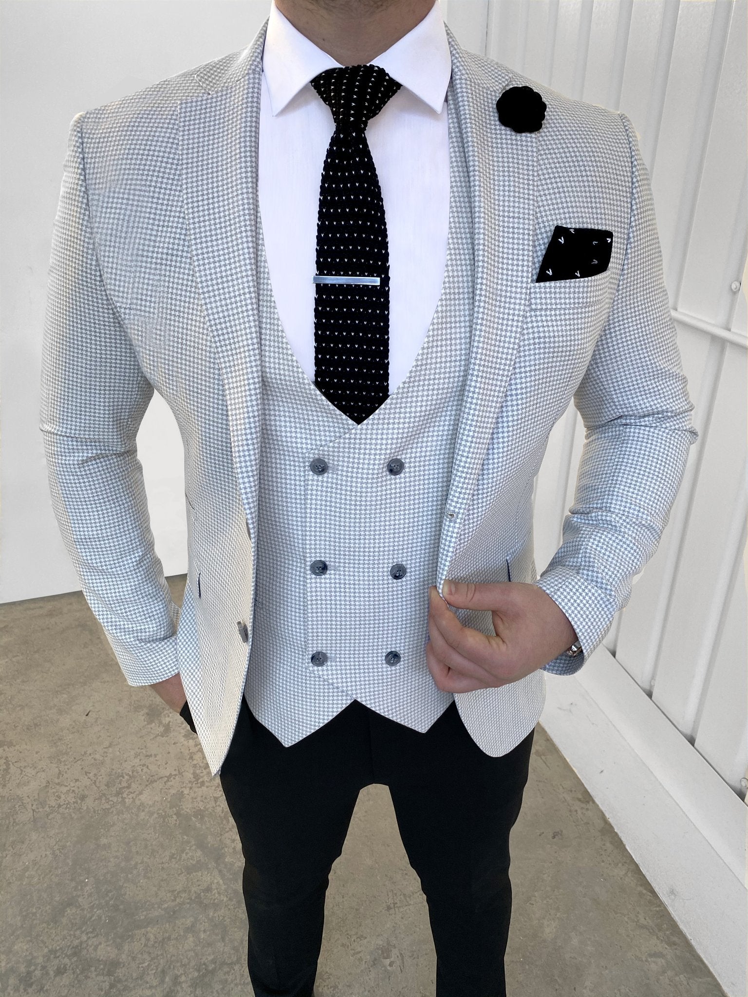 Grey Dogtooth Black Split - 3 Piece -