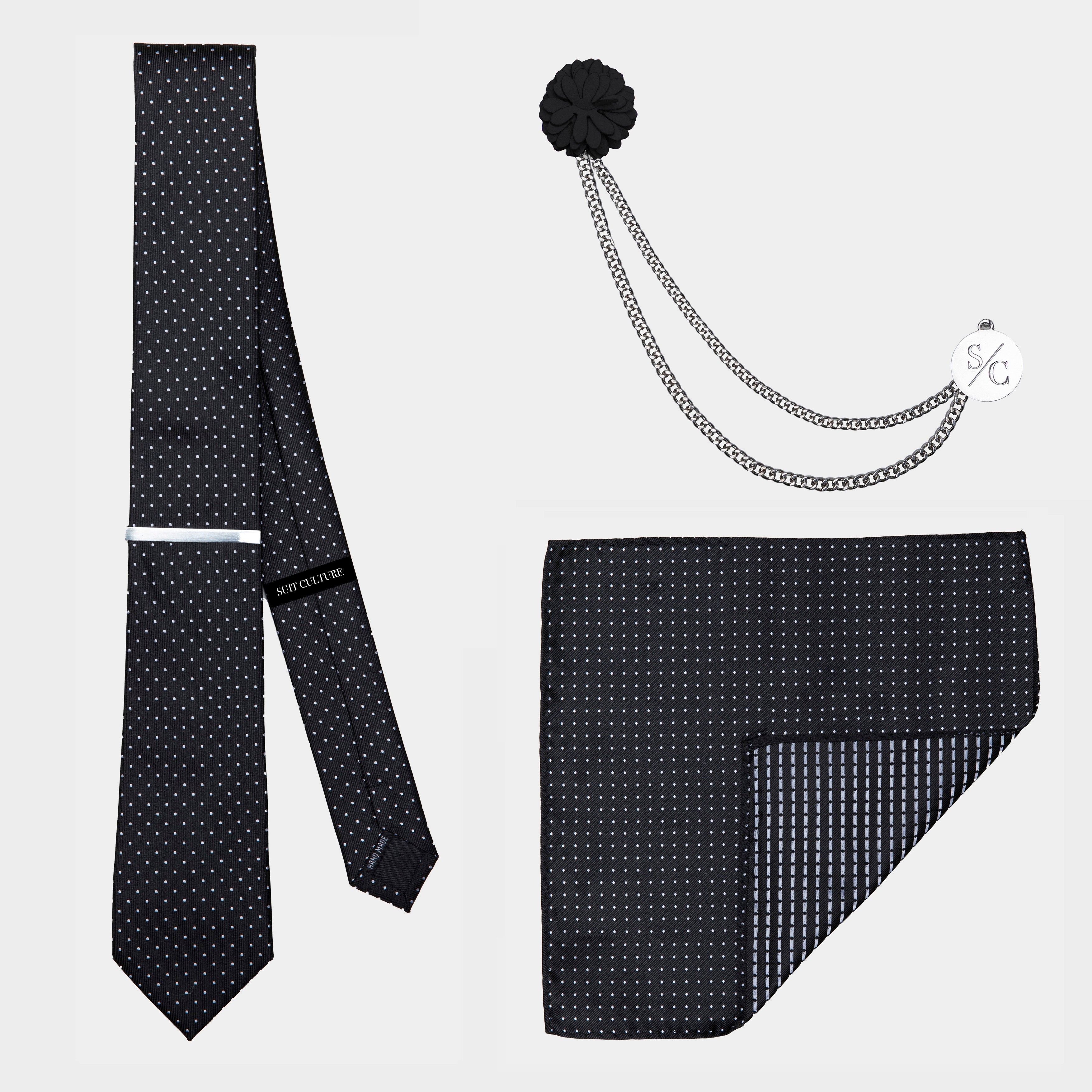 Black Dot Silk Accessories Set