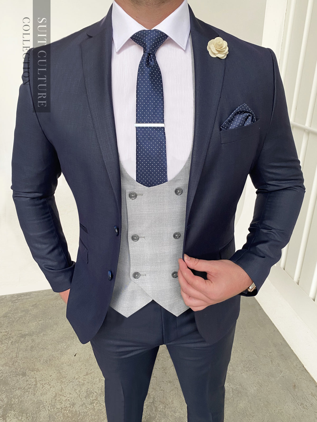 Different fashion color waistcoat with a suit